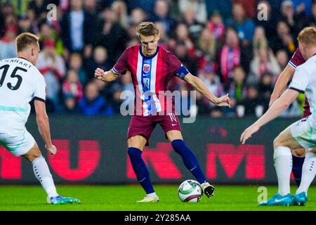 Oslo 20240909. Martin Odegaard während des Fußballspiels der Nations League zwischen Norwegen und Österreich im Ullevaal Stadium. Foto: Fredrik Varfjell / NTB Stockfoto