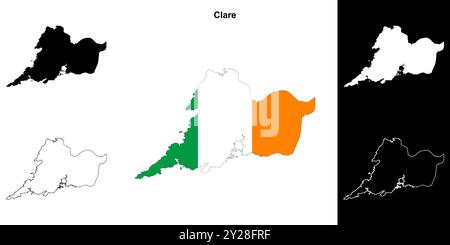 Clare County Outline Map Set Stock Vektor