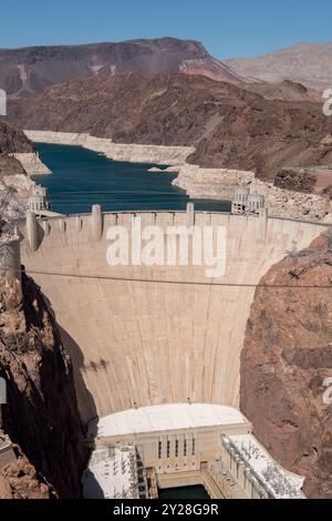 Blick auf den Hoover-Staudamm von der Mike O'Callaghan-Pat Tillman Memorial Bridge Stockfoto