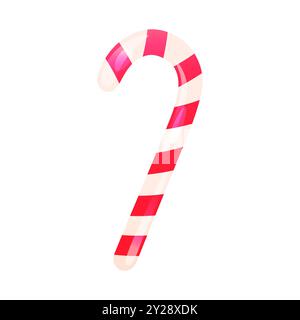 Zuckerrohr isolierte Vektor-Illustration. Traditionell gestreifte rote und weiße Weihnachtsbonbons, süße Winterferien Stock Vektor