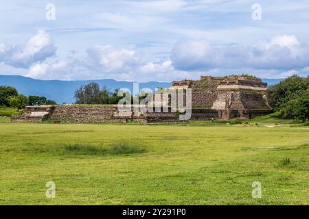 Die Ruinen von Monte Alban, einer großen archäologischen Stätte in Oaxaca, Mexiko Stockfoto