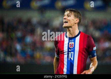 Oslo, Norwegen. September 2024. Norwegen Martin Odegaard während des Spiels in der Euro-Qualifikation zwischen Norwegen und Österreich im Ullevaal Stadion in Oslo am 9. September 2024 Credit: RTC FOTO/Alamy Live News Stockfoto