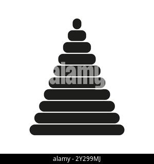 Symbol für Pyramidenstapel. Geometrische gestufte Formen. Einfache schwarze Silhouette. Flache Vektorgrafik. Stock Vektor