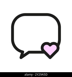 Symbol der Nachrichtenblase mit Herz. Symbol für Liebesbotschaft. Minimalistische Chatgrafik mit rosa Herz. Vektorkommunikationszeichen. Stock Vektor