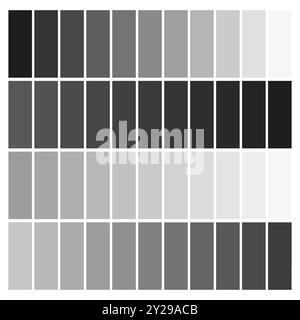 Graustufenpalette. Farbverläufe. Dunkle bis helle Schattierungen. Neutrales Farbschema. Stock Vektor