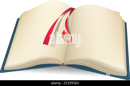 Realistisch geöffnetes Buch mit Lesezeichen Stock Vektor