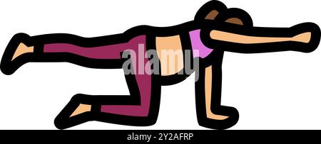 Vogel Hund Pose schwangere Fitness Farbe Symbol Vektor Illustration Stock Vektor