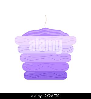 Niedliche violette Kerze. Aromatherapie, Entspannung und Erholung. Dekoelement für Zuhause. Komfort und Gemütlichkeit im Apartment. Vorlage und Layout. Flacher Vektor Stock Vektor