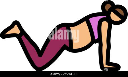 Modifizierte Plank schwanger Fitness Farbe Symbol Vektor Illustration Stock Vektor