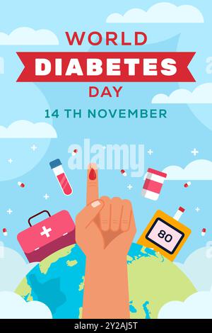 Vertikale Banner-Illustration für den Weltdiabetestag Stock Vektor