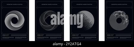 Satz abstrakter geometrischer Hintergründe in Kreisform. Vektor-Designelemente für Web, Flyer, Poster, Schreibwaren, Apps. Stock Vektor