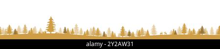 EPS 10 Vektordatei zeigt weihnachtszeit Natur Landschaft Panorama Hintergrund mit farbigen Tannen Wald, Geschenke, Elch und weißem Hintergrund Stock Vektor