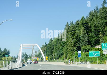 Vedder Bridge über den Vedder River bei Chilliwack, British Columbia, Kanada Stockfoto