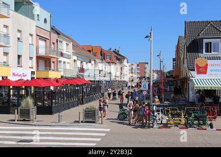 Restaurants und Bars, Avenue Adeodat Vasseur, Quend Plage, Côte Picarde, Somme, Hauts de France, La Manche, Frankreich, Europa Stockfoto