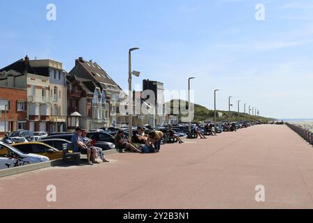 Hotels am Meer, Jetee Promenade, Quend Plage, Côte Picarde, Somme, Hauts de France, La Manche, Frankreich, Europa Stockfoto