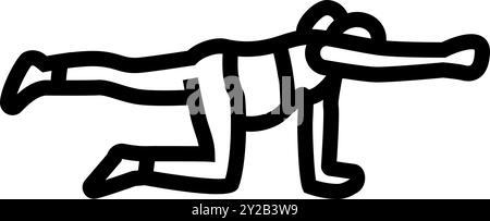 Vogel Hund Pose schwanger Fitness Linie Symbol Vektor Illustration Stock Vektor