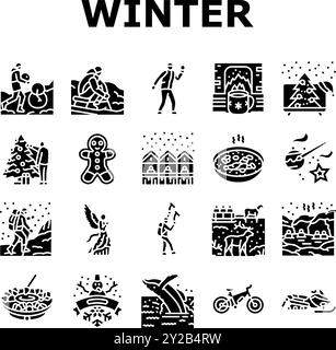 Symbole für die Winterzeit legen den Vektor fest Stock Vektor