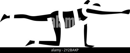 Vogel Hund Pose schwangere Fitness Glyphe Icon Vektor Illustration Stock Vektor