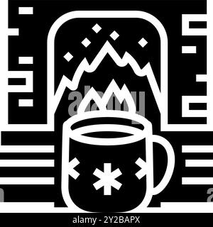 Heiße Schokolade Kamin Winter Glyphe Icon Vektor Illustration Stock Vektor