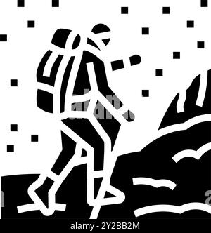 Winter Wanderung Winter Glyphe Symbol Vektor Illustration Stock Vektor