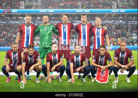 Oslo, Norwegen. September 2024. Das Startelf Norwegens für das UEFA Nations League-Spiel zwischen Norwegen und Österreich im Ullevaal Stadion in Oslo. Quelle: Gonzales Photo/Alamy Live News Stockfoto