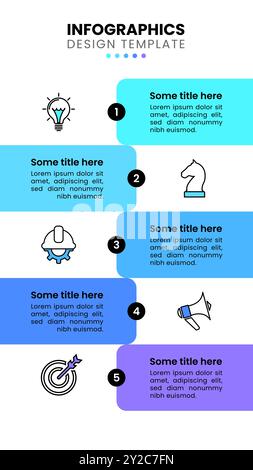 Infografik-Vorlage mit Symbolen und 5 Optionen oder Schritten. Kann für Workflow-Layout, Diagramm, Banner, webdesign verwendet werden. Vektorgrafik Stock Vektor