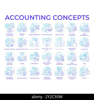 Accounting Blue Gradient Concept Symbole Stock Vektor