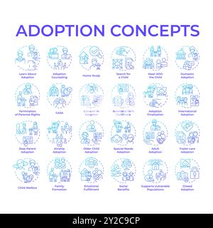 Adoption Blue Gradient Concept Symbole Stock Vektor