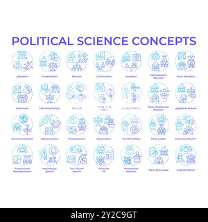 Symbole für das blaue Gradientenkonzept der Politikwissenschaft Stock Vektor