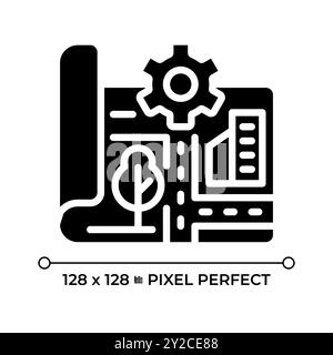 Pixel-perfektes schwarzes Glyph-Symbol für Stadtplanung Stock Vektor