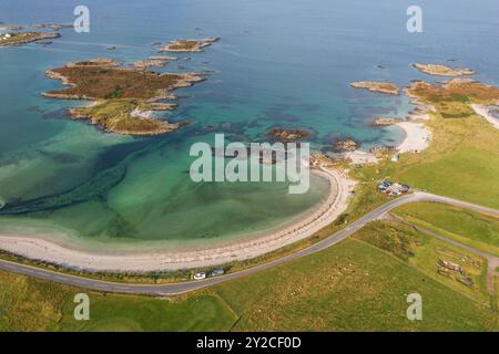 Traigh Beach und Arisaig Beach sind Teil der Silver Sands of Morar, in der Nähe von Mallaig, Lochaber, Schottland. Stockfoto