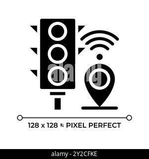 Traffic Management Systems Pixel Perfect Black Glyph Symbol Stock Vektor