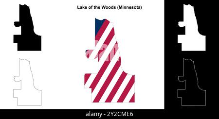Lake of the Woods County (Minnesota) Umrisskarten Set Stock Vektor