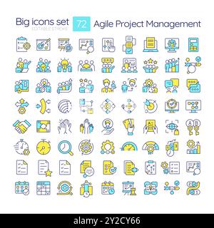 Agiles Projektmanagement RGB-Farbsymbole Stock Vektor