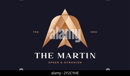 Vogeletikett, Schild, Logo Schwalbe oder Gold Martin Stock Vektor