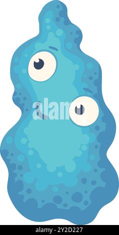 Zeichentrickbakterien-Maskottchen. Viruscharakter, Bakterien mit lustigem Gesicht. Farbe Mikrobe und Krankheit Virus isoliert Vektor Illustration Symbol. Monster Creatu Stock Vektor