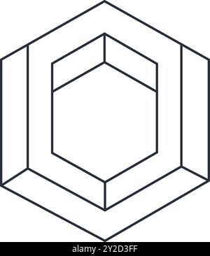 Optische Illusion, unwirkliches geometrisches Element. Unmöglich abstrakte lineare Form, visuelle Wahnvorstellung geometrische Figur flacher Vektor Illustration Symbol. Unwirklich l Stock Vektor