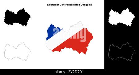 Libertador General Bernardo O Higgins Region Umrisskarte Set Stock Vektor