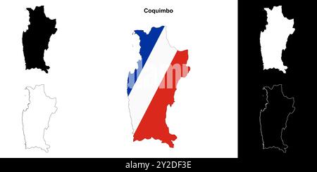 Coquimbo Region Umrisskarte Set Stock Vektor