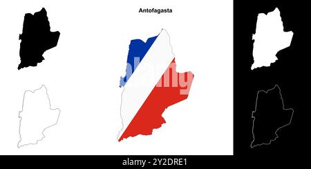 Antofagasta Region Umrisskarte Set Stock Vektor