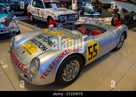 Ein 1954er Porsche 550 Spyder-Nachbau im Museo Termas de Rio Hondo, Termas de Rio Hondo, Argentinien. Stockfoto