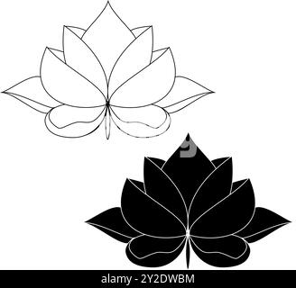 lotusblüten abstrakt. Naturzeichen Design, minimalistisches lineares grafisches Symbol mit Öko-Motiv für die Gestaltung von Logo, Symbol, Emblem usw. Isolierte Leitung Stock Vektor