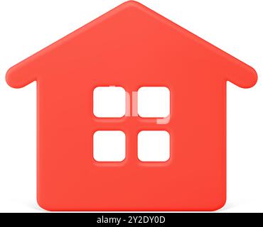 Kleine rote Hütte Weihnachten Luxus Dekor realistische Vektor Illustration. Gemütliches schimmerndes Landhaus mit Dreiecksdach isoliert. Süße Weihnachtsfeier Stock Vektor