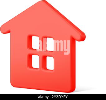 Kleine rote Hütte Weihnachten Luxus Dekor realistische Vektor Illustration. Gemütliches schimmerndes Landhaus mit Dreiecksdach isoliert. Süße Weihnachtsfeier Stock Vektor