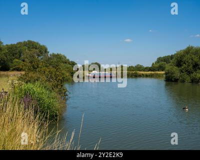 Blick auf den Themsepfad und die Themse, Stanton Harcourt, Oxfordshire, England, Großbritannien, GB Stockfoto
