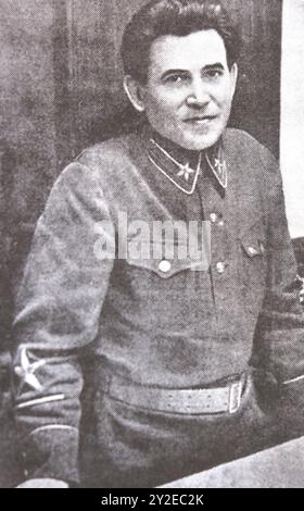 Nikolai Jeschow war ein sowjetischer Geheimpolizeibeamter unter Josef Stalin, der von 1936 bis 1938 während der Großen Säuberung Leiter des NKWD war. Stockfoto