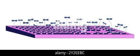 Computertastatur mit Pflanzensprossen 2D lineares Illustrationskonzept Stock Vektor