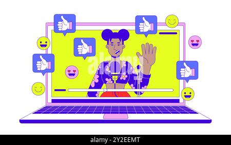 Viraler Videoblogger 2D lineares Illustrationskonzept Stock Vektor