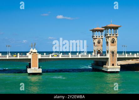 Ein wunderbarer Blick auf die Stanley Bridge in Alexandria, Ägypten Stockfoto