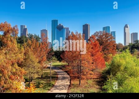 Houston Downtown am sonnigen Herbsttag, Houston, Texas, USA Stockfoto